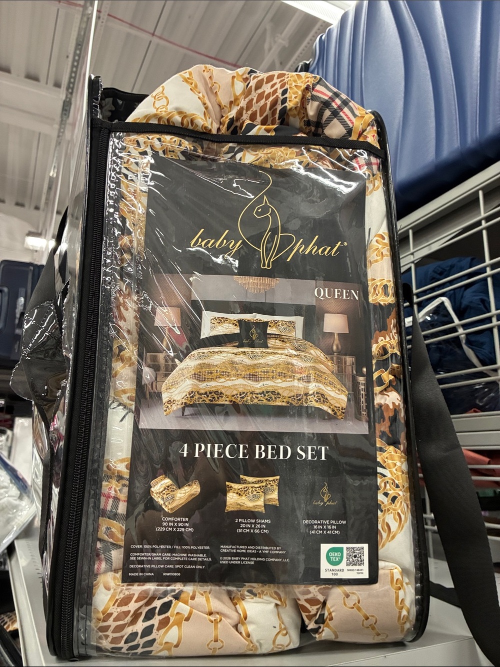 Baby Phat Queen 4-Piece Bed Set - Gold & Cream